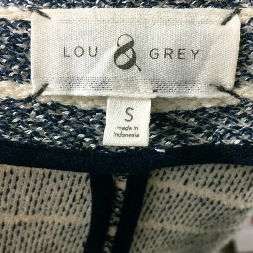 Lou & Grey Striped Blue White‎ Career Sweater W Asymmetrical Zipper Size Small